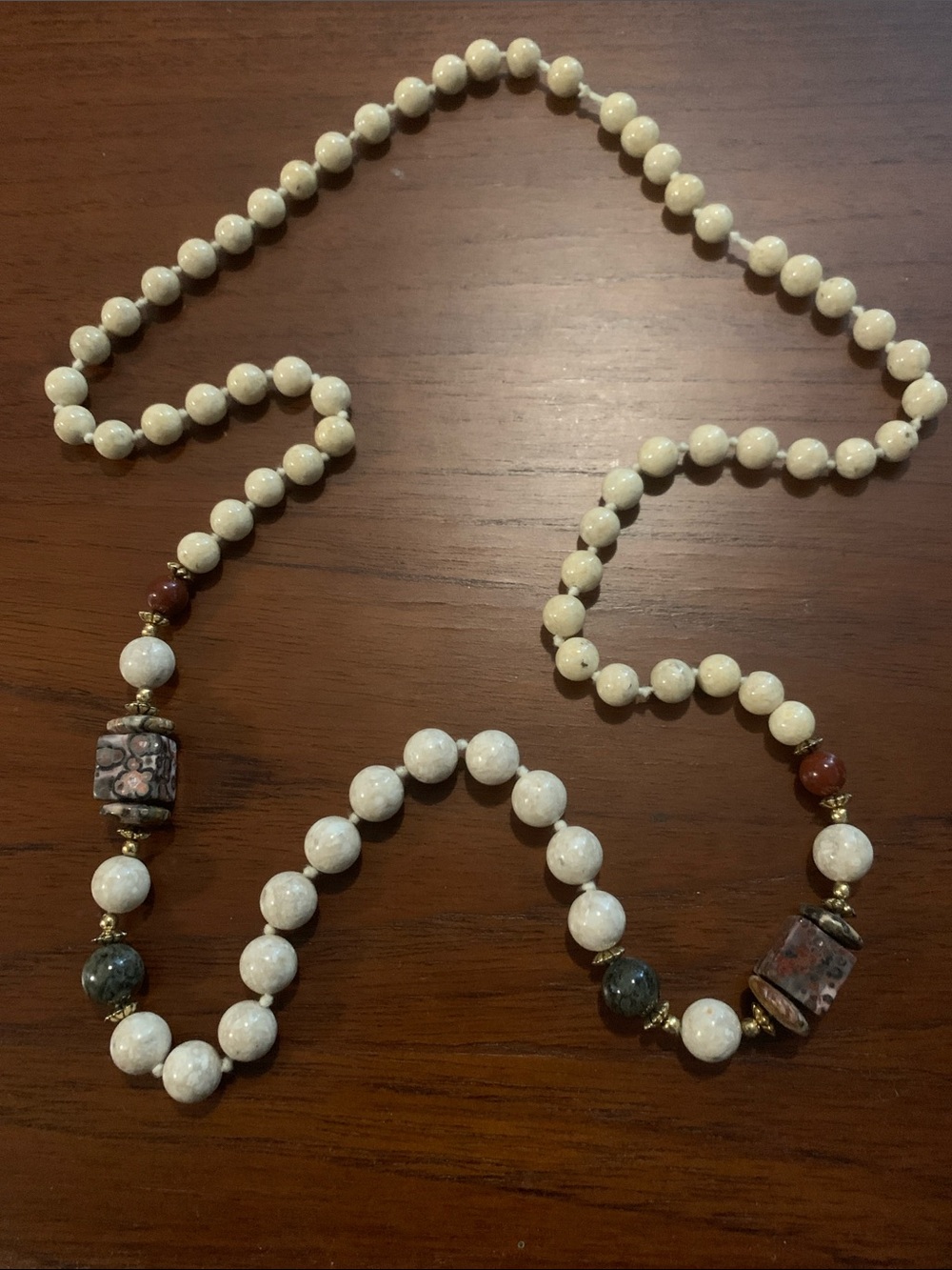 Vintage Stone and Glass Beaded Long Necklace